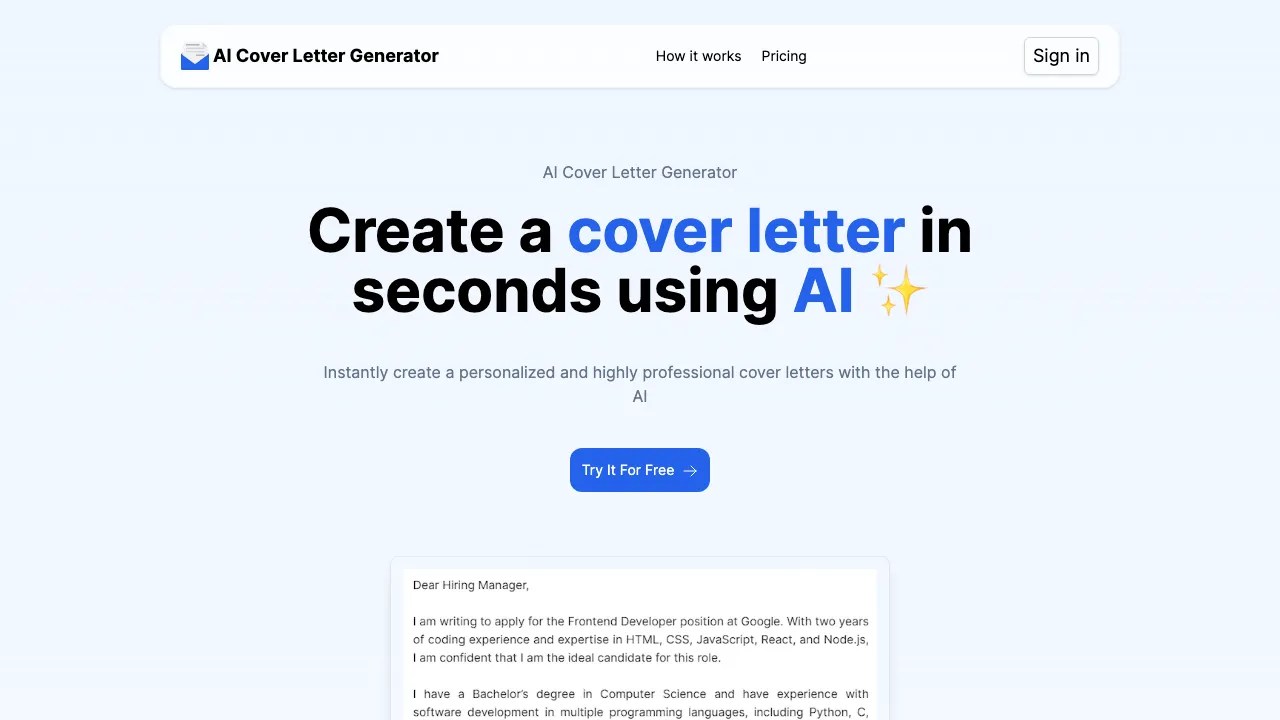 AI Cover Letter Generator BestofAI